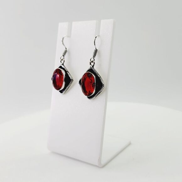 Garnet Handmade Drop Dangle Earrings Jewelry 1.54" - Picture 1 of 3